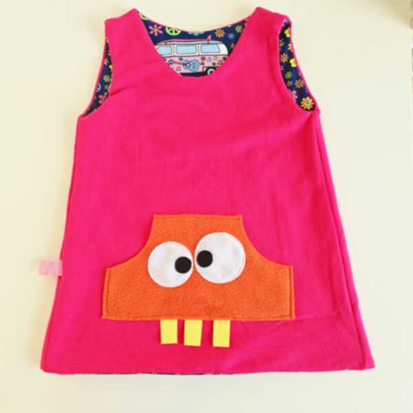 ABITO REVERSIBILE FUXIA interno pulmino peace base blu