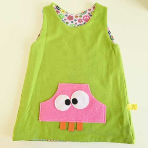 ABITO REVERSIBILE VERDE interno pulmino peace rosa