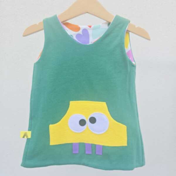 ABITO REVERSIBILE VERDE interno cuoricioni