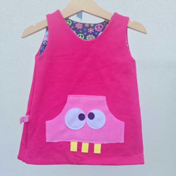 ABITO REVERSIBILE FUXIA interno pulmino peace base blu