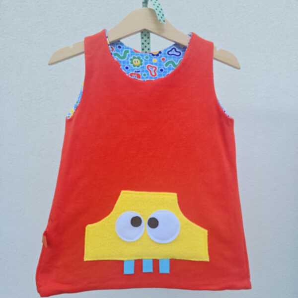 ABITO REVERSIBILE ARANCIO interno simboli celesti