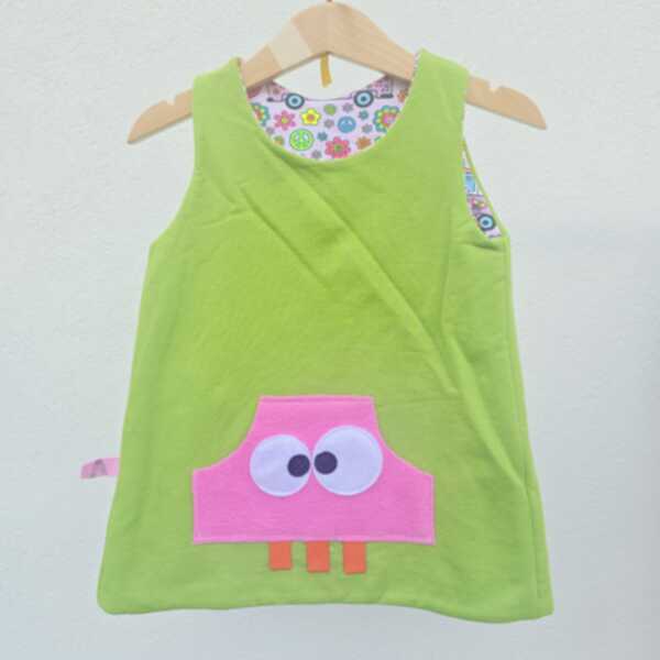 ABITO REVERSIBILE VERDE interno pulmino peace rosa