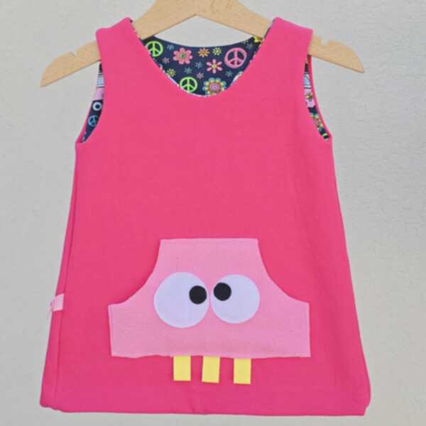 ABITO REVERSIBILE FUXIA interno pulmino peace base blu - immagine 2