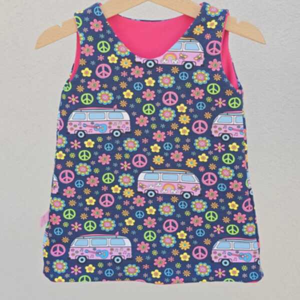 ABITO REVERSIBILE FUXIA interno pulmino peace base blu - immagine 4