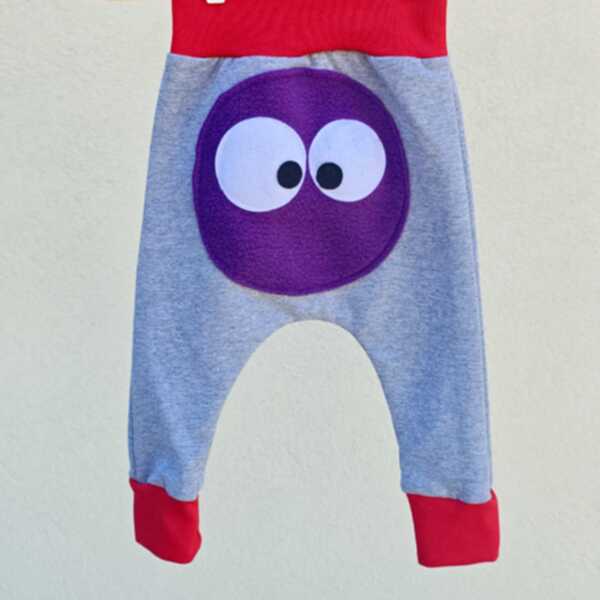 PANTS INVERNALE grigio chiaro faccina viola