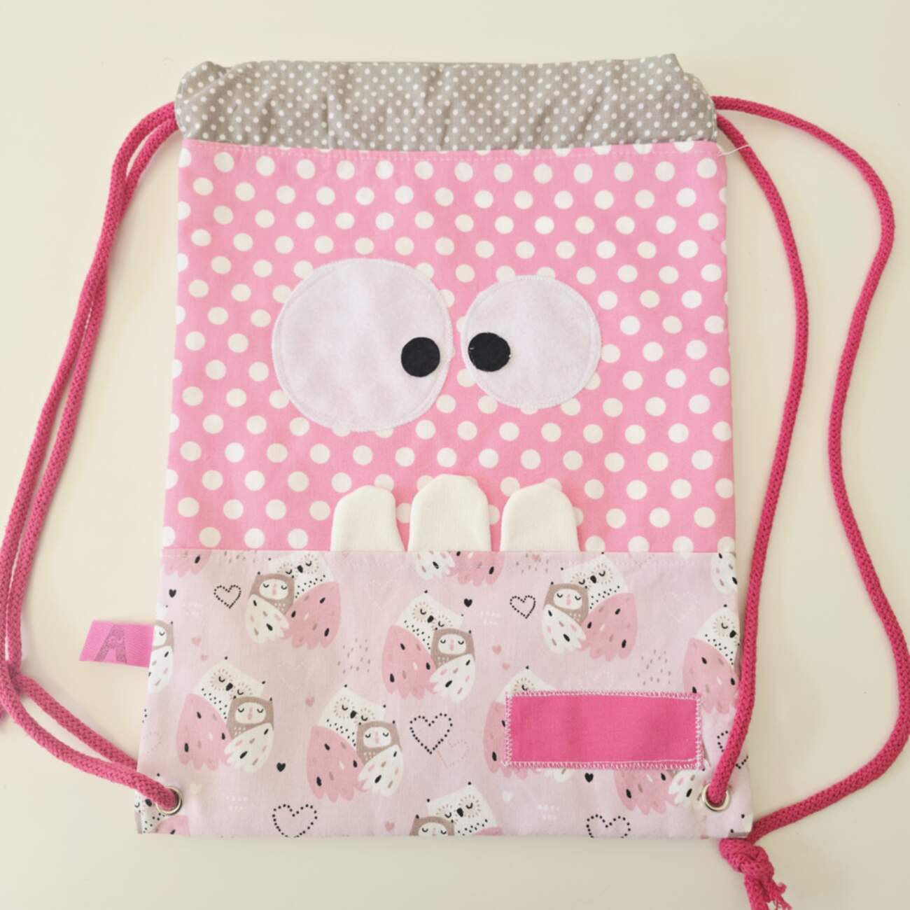 ZAINO MOSTRICIATTOLO gufi base rosa